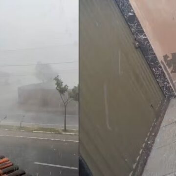 Chuva de granizo surpreende moradores de cidade no sudoeste da Bahia