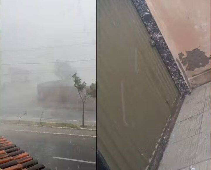Chuva de granizo surpreende moradores de cidade no sudoeste da Bahia