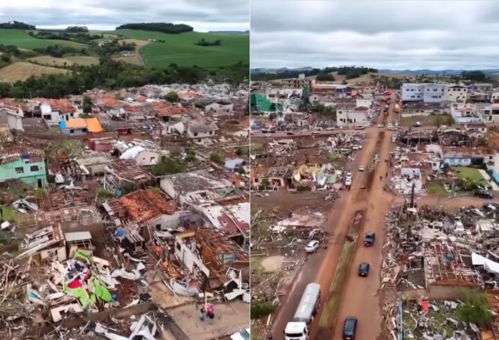 Tornado destruiu 90% de cidade no Paraná; vídeo mostra cenário de guerra