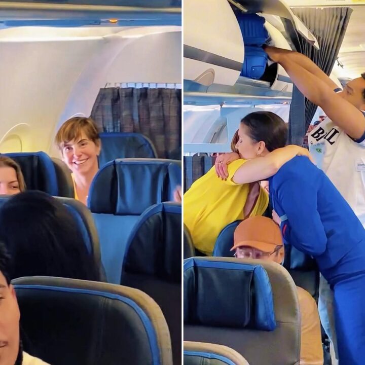 Comissária homenageia médica baiana em voo após vencer o câncer; veja vídeo