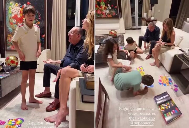 Galvão Bueno curte domingo em família após receber alta hospitalar