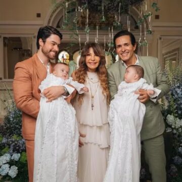 Elba Ramalho prestigia batizado de gêmeos de casal que contou com barriga solidária