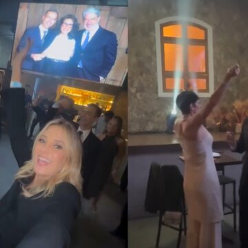 Após passagem de bastão no JN, Tralli e Bonner curtem festa Após passagem de bastão no JN, Tralli e Bonner curtem festa