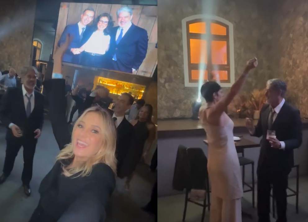 Após passagem de bastão no JN, Tralli e Bonner curtem festa