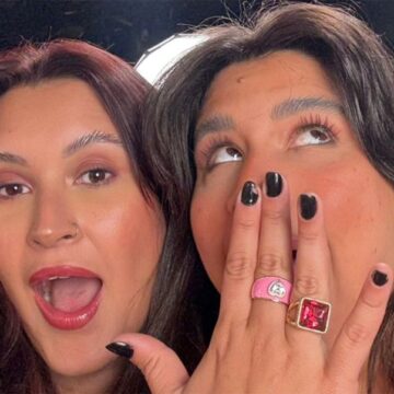 Giulia Costa reencontra filha de Fátima e Bonner e brinca: “No trabalho com a ex”