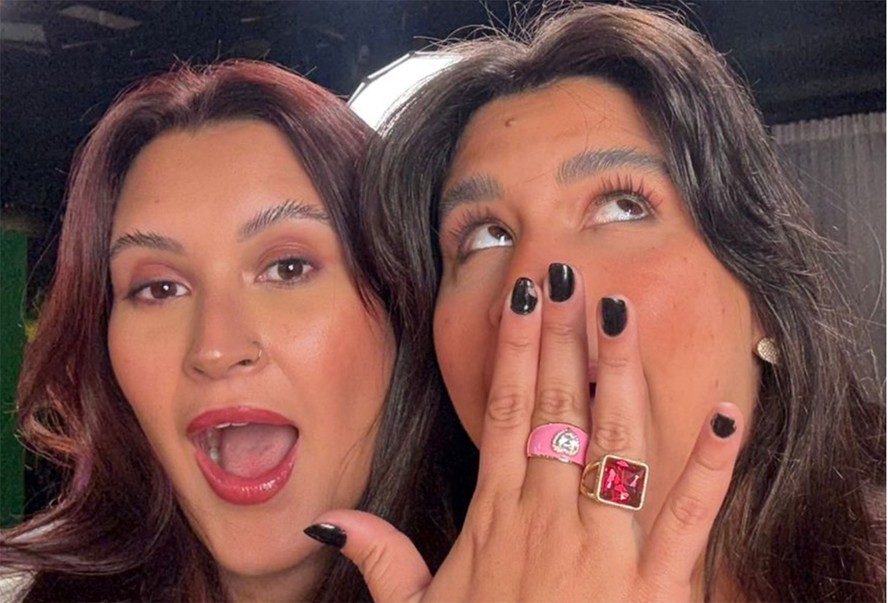 Giulia Costa reencontra filha de Fátima e Bonner e brinca: “No trabalho com a ex”