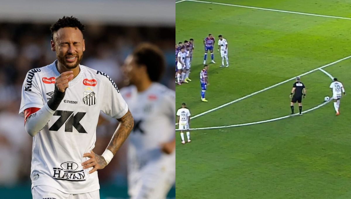 Veja; Neymar bate falta com paradinha e quase marca um golaço na volta ao Santos