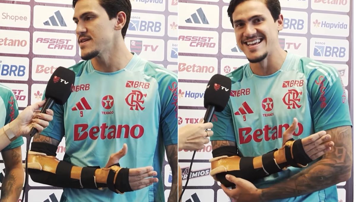 Pedro evolui bem, e Flamengo cogita retorno com proteção no braço em duas semanas