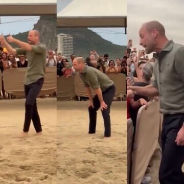 Príncipe William passa tarde em Copacabana e curte vôlei na praia; assista
