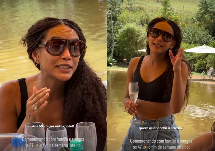 Taís Araujo reúne amigos e familiares em hotel para comemorar aniversário