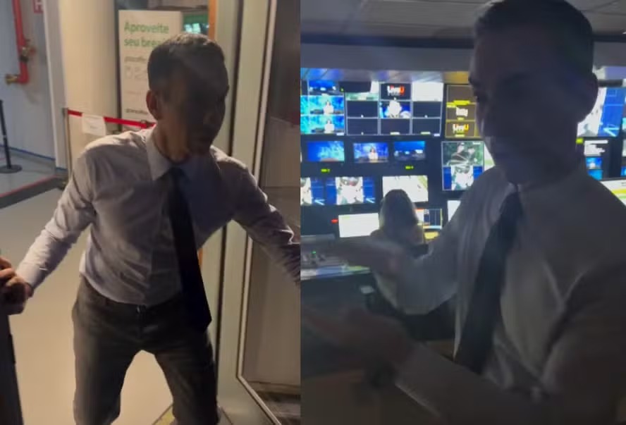 César Tralli mostra ‘cabine de comando’ do JN em vídeo nos bastidores