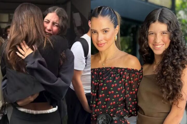 Vera Viel se emociona em último dia de aula da filha na escola