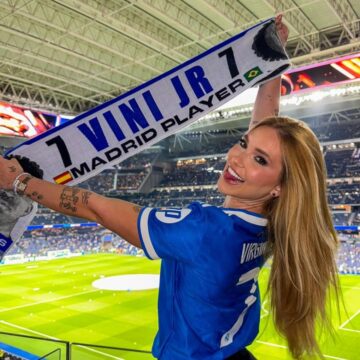 Virginia Fonseca capricha no look para torcer por Vini Jr. na Espanha: ‘Sua namorada é brega’