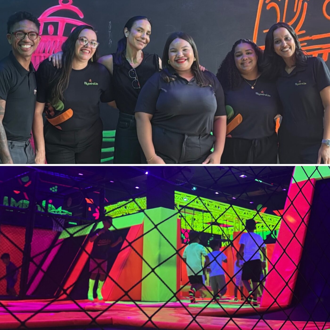 Ivete Sangalo leva as filhas ao maior parque de trampolim da Bahia