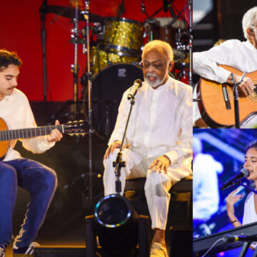 Gilberto Gil emociona público ao cantar com netos no pôr do sol do Navio Tempo Rei