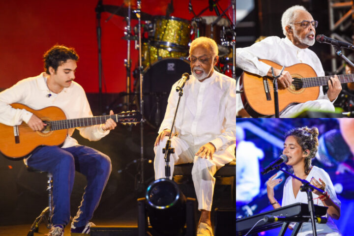 Gilberto Gil emociona público ao cantar com netos no pôr do sol do Navio Tempo Rei