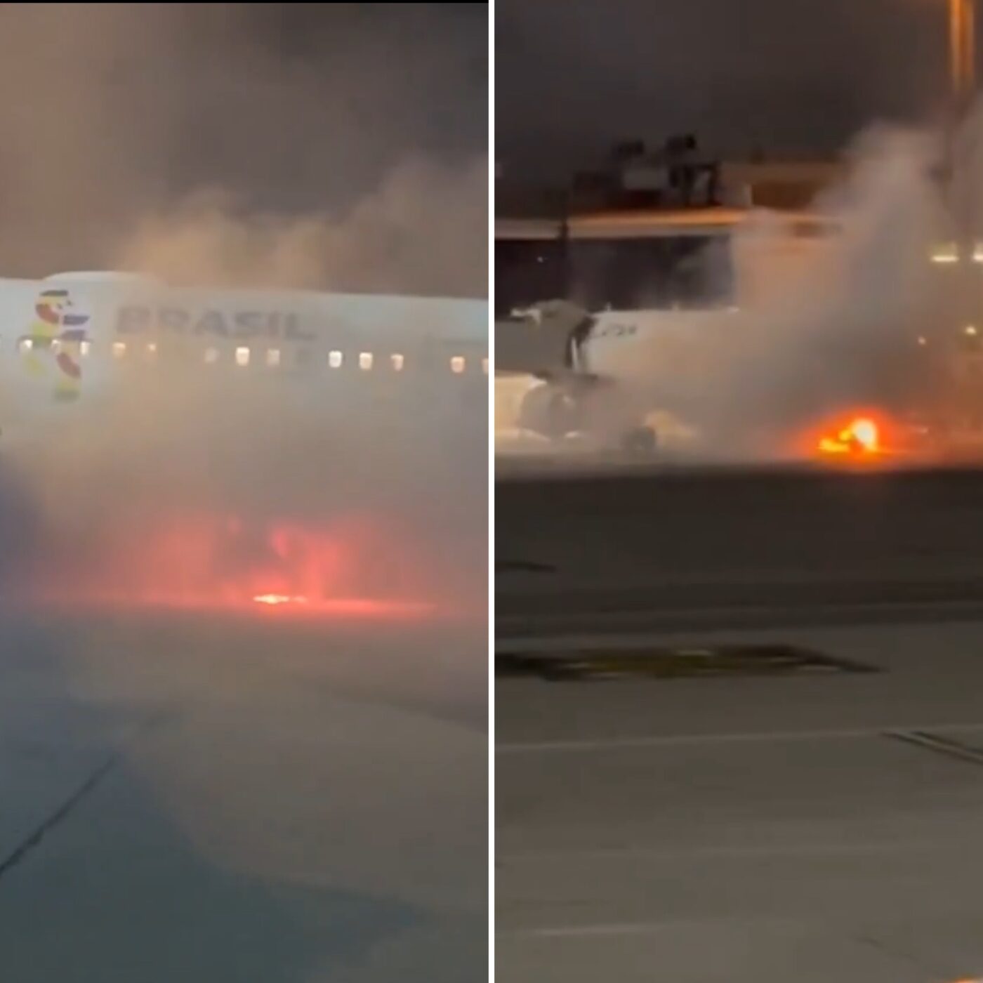 Avião tem evacuação de emergência após incêndio em maquinário de aeroporto