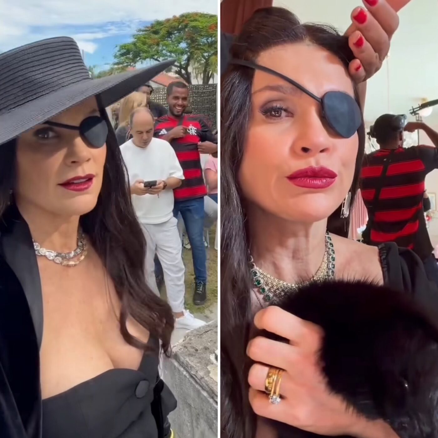 Flávia Alessandra mostra gravações de novela paralisadas por conta do jogo do Flamengo: ‘Tá um clima’