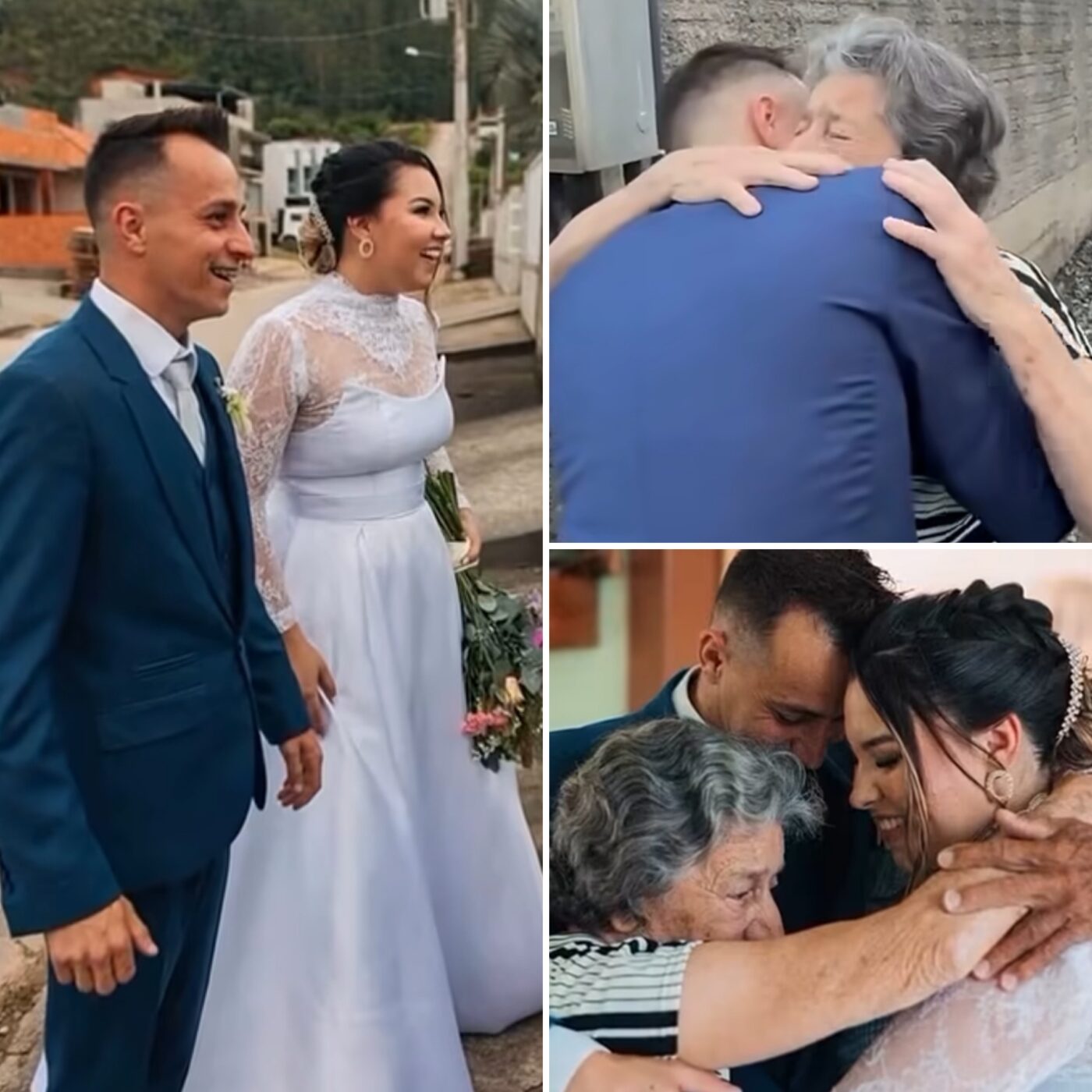 Noivos ‘escapam’ do casamento para visitar avós que não puderam ir à cerimônia