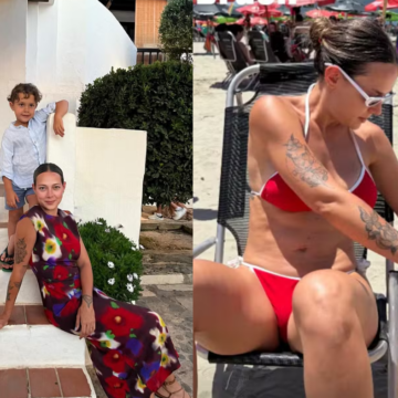 Mãe do filho de Neymar, Carol Dantas posa de biquíni em temporada no Brasil