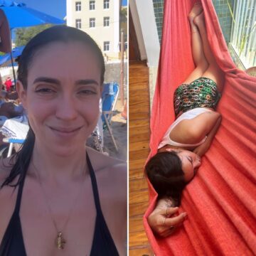 Valentina Bandeira desembarca na Bahia e aproveita praia do Porto da Barra