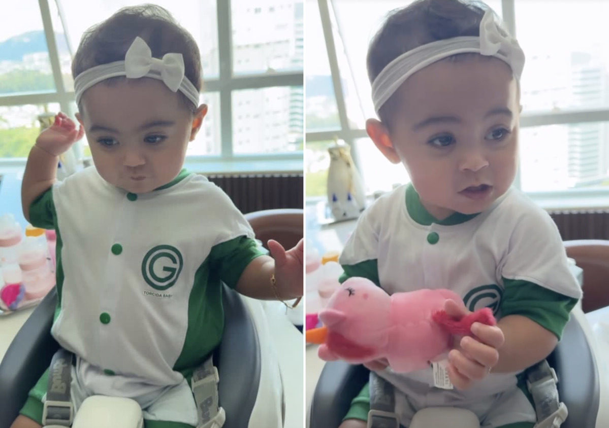 Filha de Graciele Lacerda e Zezé di Camargo esbanja fofura ao usar look de time de futebol