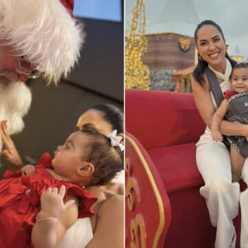 Filha de Graciele Lacerda e Zezé di Camargo esbanja fofura em primeiro encontro com Papai Noel