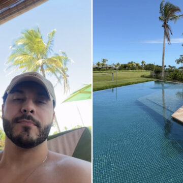 Murilo Huff desembarca na Bahia para temporada de férias após aniversário do filho Léo