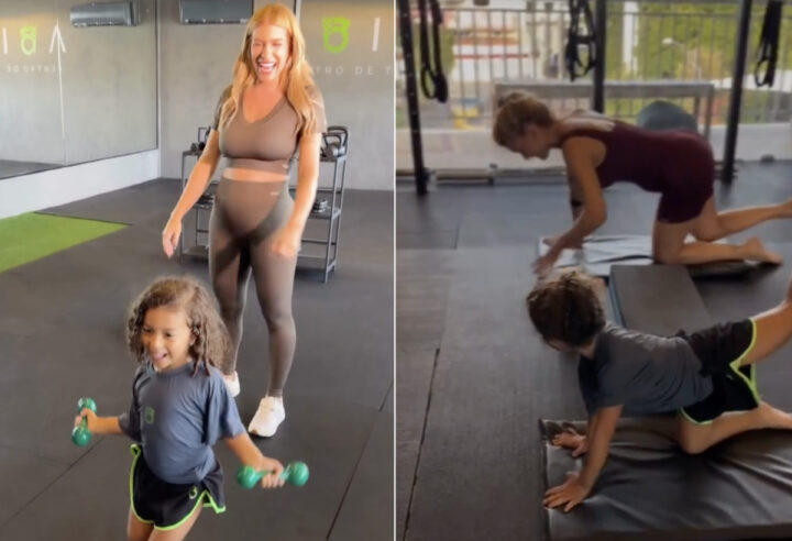 Filha de Lore Improta e Léo Santana rouba a cena em dia de treino com a mãe: “Musas do verão”