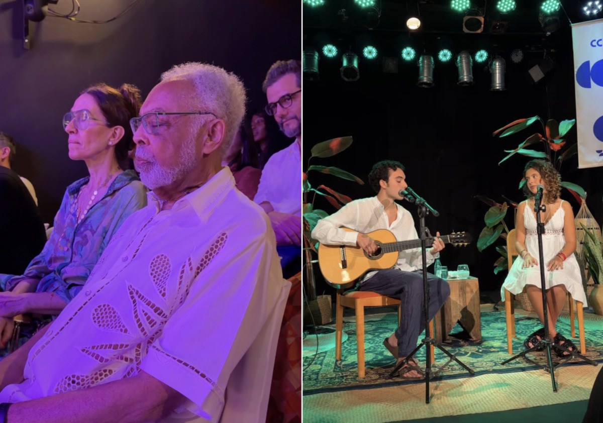 Gilberto Gil chama a atenção ao assistir show da neta Flor Gil; veja