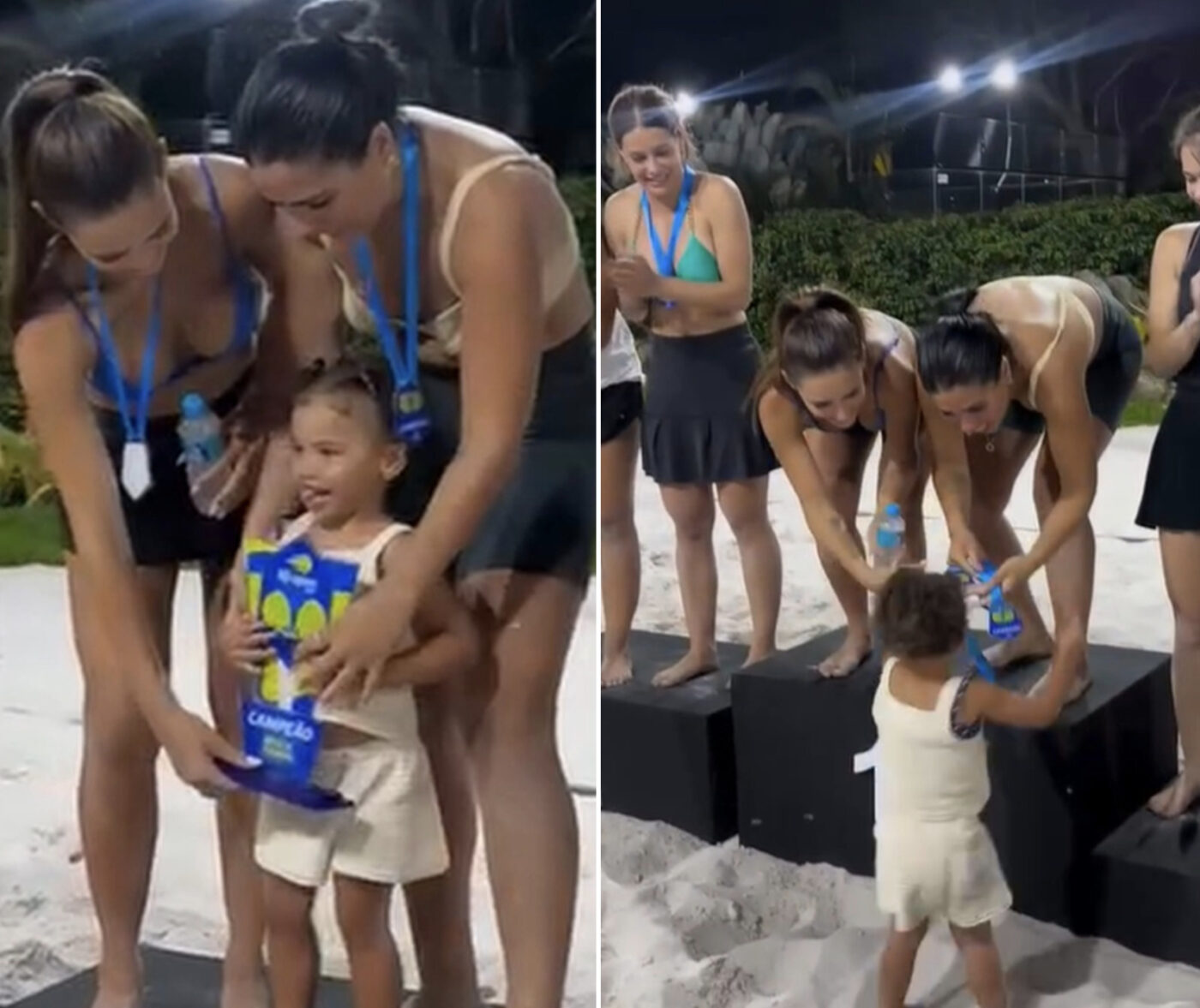Bruna Biancardi encanta ao vencer campeonato e receber medalha das mãos da filha Mavie; veja