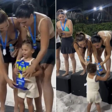 Bruna Biancardi encanta ao vencer campeonato e receber medalha das mãos da filha Mavie; veja