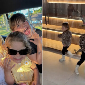 Filhas de Virgínia e Zé Felipe encantam ao escutar música do avô Leonardo; veja vídeo