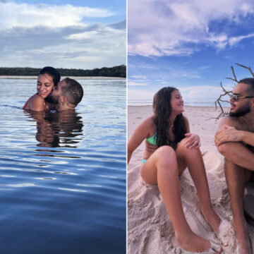 Francisco Gil desembarca no Pará para celebrar a virada do ano com a namorada e a filha Sol de Maria; veja fotos