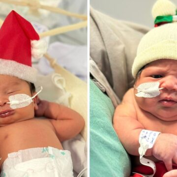 Recém-nascidos de maternidade baiana entram em clima natalino com ensaio fotográfico; veja fotos