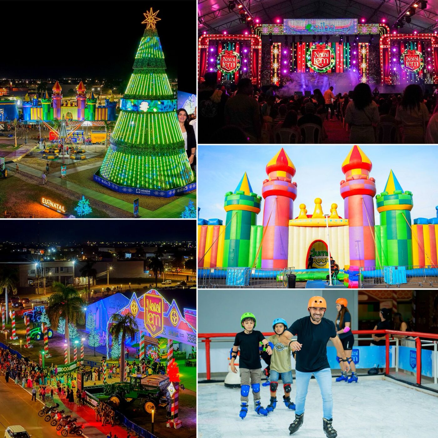 Luís Eduardo Magalhães, no Oeste baiano, inaugura o Natal LEM com pista de patinação no gelo e brinquedo inflável gigante; confira