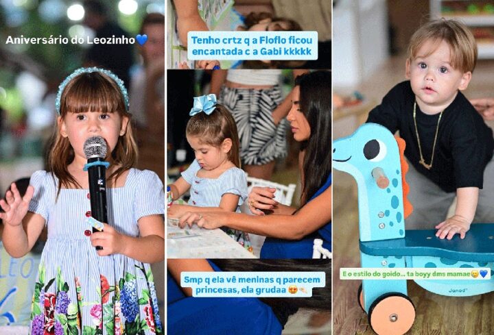 Filhos de Virginia Fonseca e Zé Felipe dão show de fofura na festa do filho de Murilo Huff e Marília Mendonça