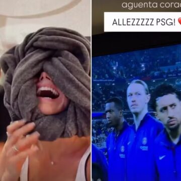 Grávida, mulher de Marquinhos vibra com vitória do PSG sobre o Flamengo