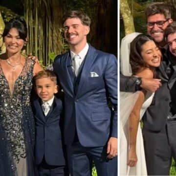Separados, ex-Tiazinha Suzana Alves e Flavio Saretta se reencontram em casamento do filho