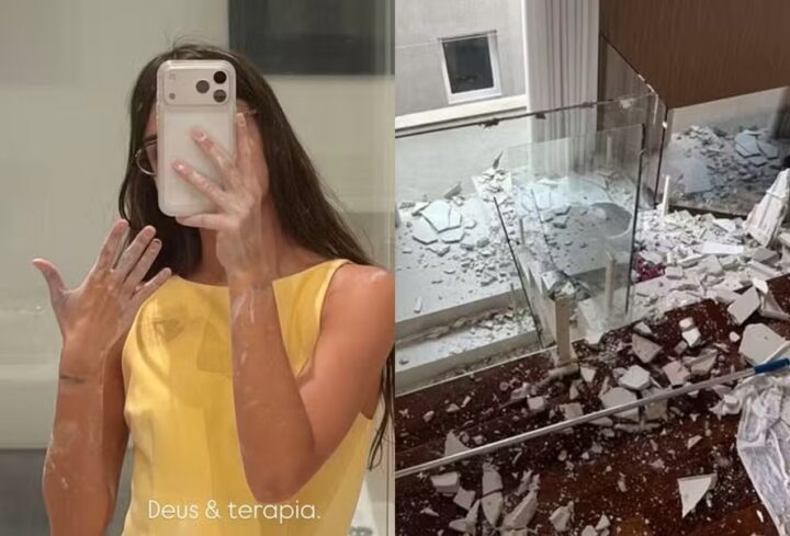 Teto da casa de Amanda Kimberlly, mãe da filha de Neymar, desaba; veja fotos