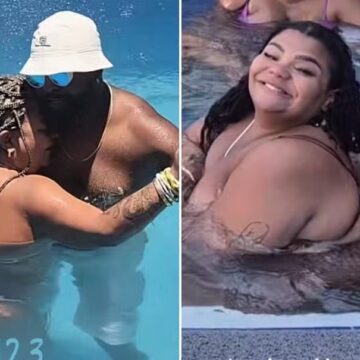 Viúva de Arlindo Cruz, Babi curte piscina com namorado e os filhos