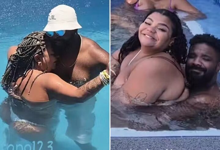 Viúva de Arlindo Cruz, Babi curte piscina com namorado e os filhos