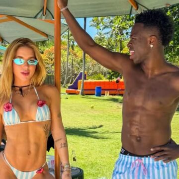 Clima de romance em Trancoso! Virginia dá beijão em Vini Jr. e brinca: ‘Sexta difícil por cá’