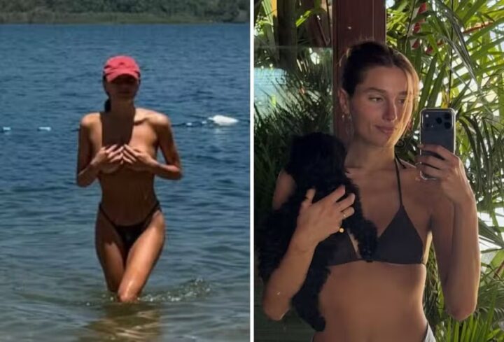 Sasha Meneghel chama atenção ao fazer topless em praia durante o Natal