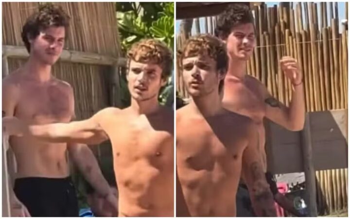 Shawn Mendes curte banho de mar ao lado do marido de Sasha Meneghel