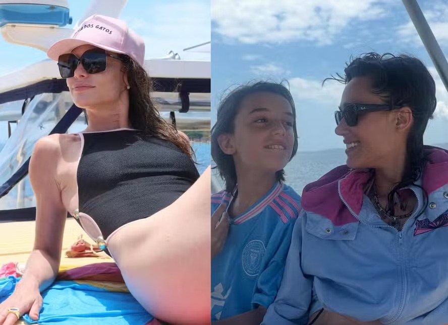 Alinne Moraes abre álbum em praia de Salvador e mostra momentos raros com o filho