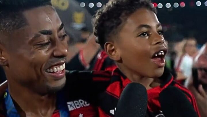 VÍDEO: Filho de Bruno Henrique crava que dá para ganhar do PSG e vira xodó nas redes