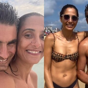 Camila Pitanga surge em clique raro com namorado na praia; veja fotos