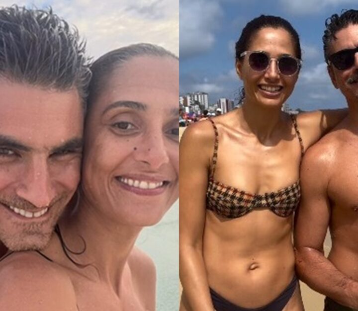 Camila Pitanga surge em clique raro com namorado na praia; veja fotos