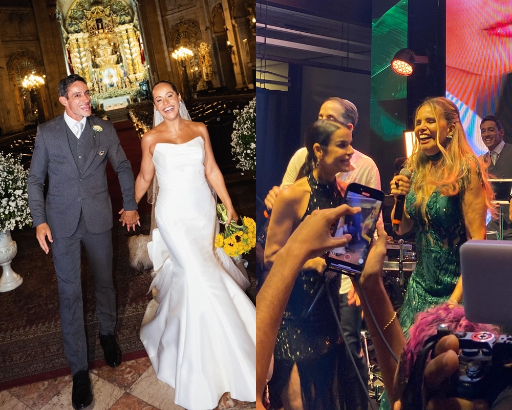Carla Cristina reúne estrelas do axé em casamento com Alexandre Aragon em Salvador; assista